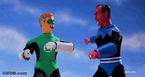 Green Lantern And Red Lantern Fighting GIF