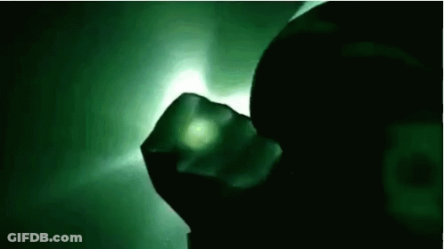 Green Lantern Costume Man Holding Light GIF