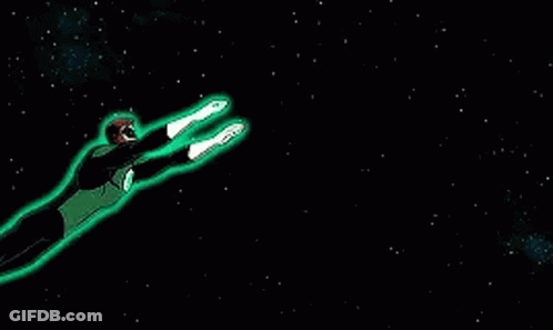 Green Lantern Flying Holding Green Light GIF