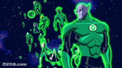 Green Lantern In Front Of Other Green Lanterns GIF