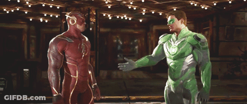 Green Lantern Shaking Hands With Flash GIF