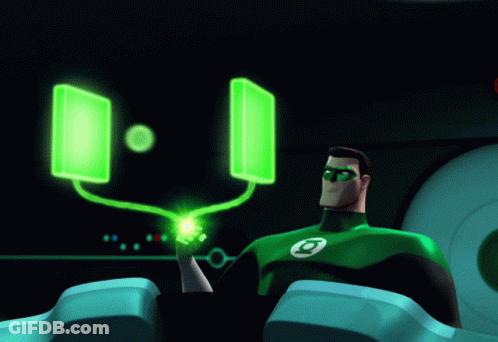 Green Lantern Sitting With Light GIF