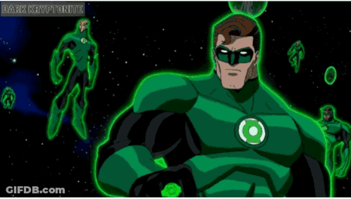 Green Lantern Surrounded By Other Green Lanterns Dark Kryptonite GIF