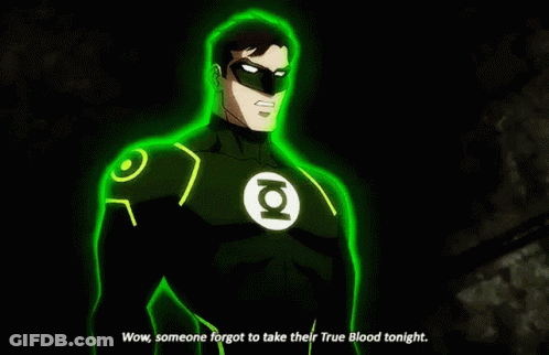 Green Lantern With Green Light From Chest GIF