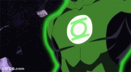 Green Lantern With Green Light On Chest GIF