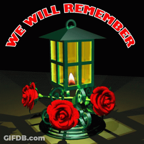 Green Lantern With Red Roses Saying We Will Remember GIF