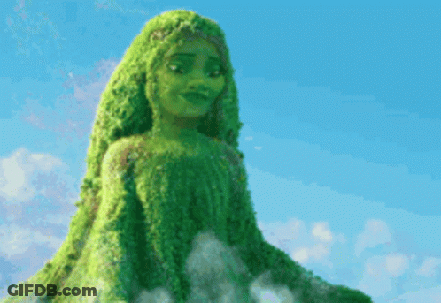 Green Leaves Woman Statue GIF