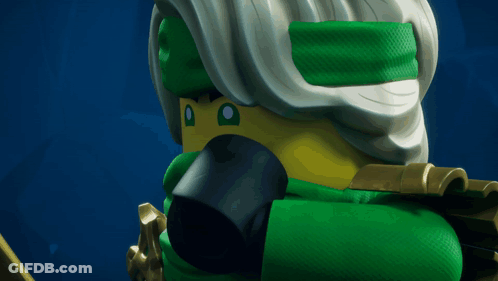 Green Lego Figure With Beard Close Up GIF