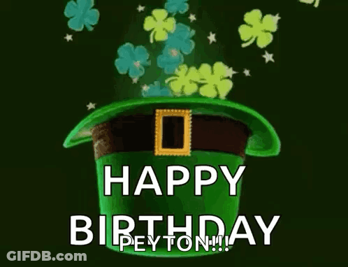 Green Leprechaun Hat With Clovers GIF