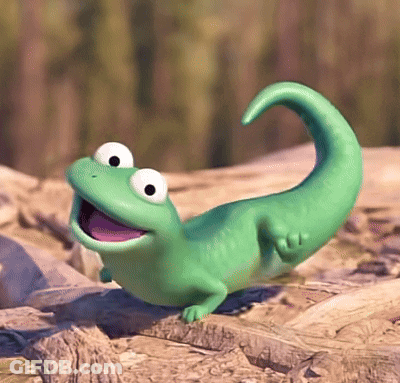Green Lizard With White Eyes And Pink Tongue GIF
