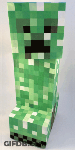 Green Minecraft Creeper Sitting GIF