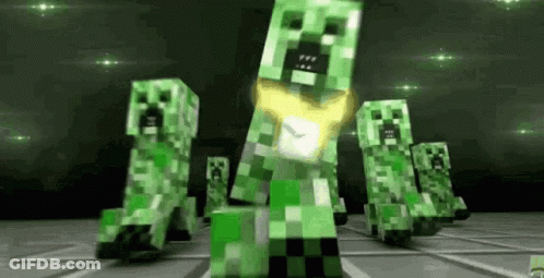 Green Minecraft Creepers On Chess Board GIF