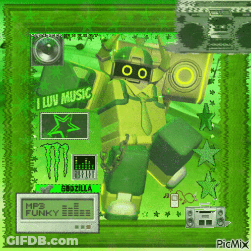 Green Monster Says I Love Music GIF