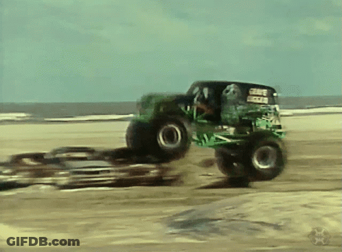 Green Monster Truck Grave Digger GIF