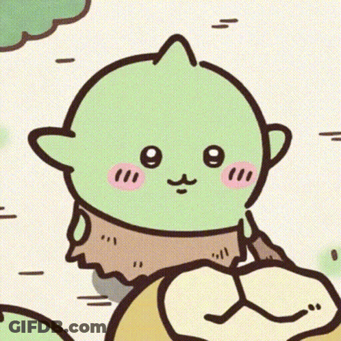 Green Monster With Pink Cheeks And Eyes GIF