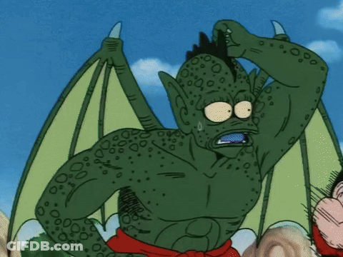 Green Monster With Wings Scratching Head GIF