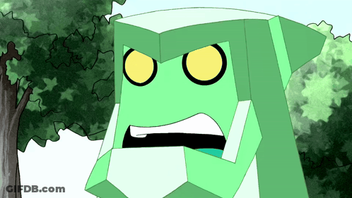 Green Monster With Yellow Eyes And Tree GIF