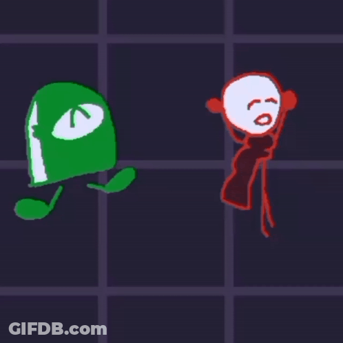 Green Object And Stick Figure Drawing GIF