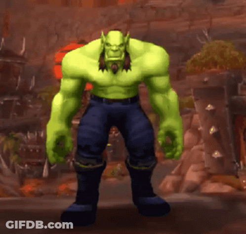 Green Orc In Front Of Building GIF