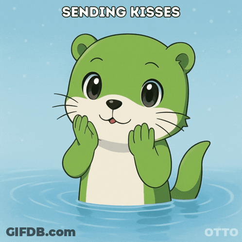 Green Otter Sending Kisses GIF