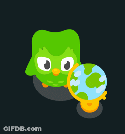 Green Owl Holding Globe GIF