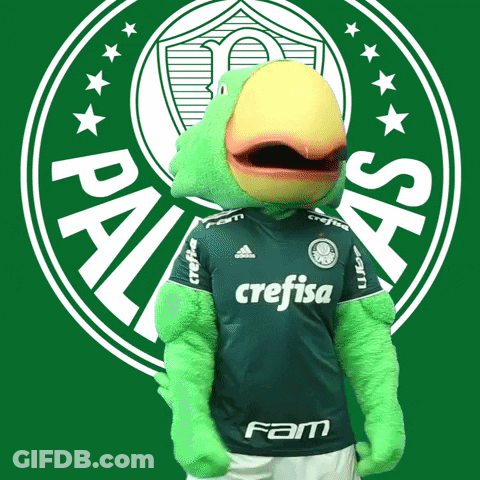 Green Parrot Mascot In Crefisa Jersey GIF