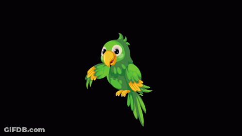 Green Parrot With Yellow Beak Flying GIF