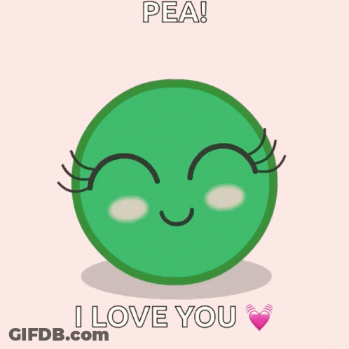 Green Pea Face Saying Pea I Love You GIF