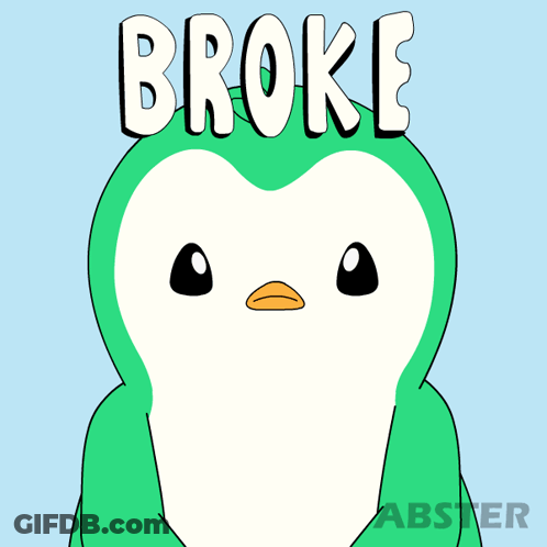 Green Penguin Saying Broke GIF