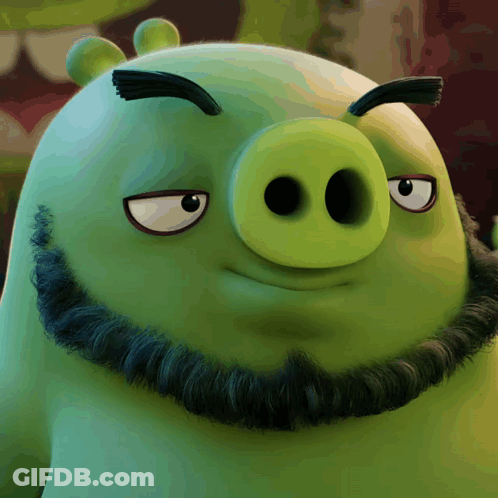 Green Pig With Beard And Mustache GIF