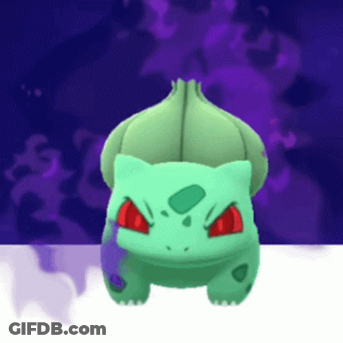 Green Pokemon With Red Eyes And Leaf On Head GIF