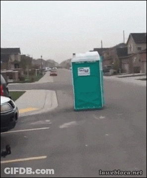 Green Portable Toilet On Roadside GIF