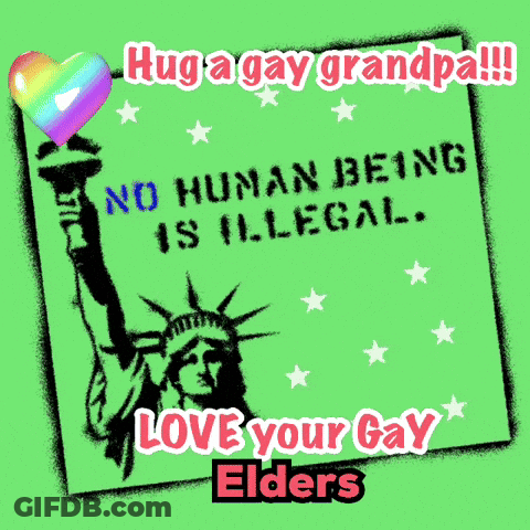 Green Poster Statue Of Liberty Hug A Gay Grandpa GIF