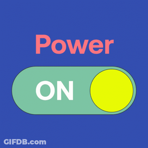 Green Power Button On Blue Background GIF
