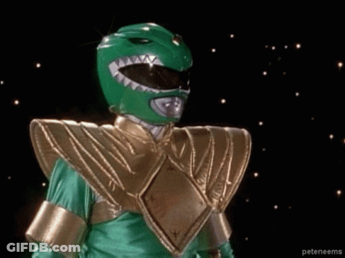 Green Power Ranger Glowing Chest In Dark GIF