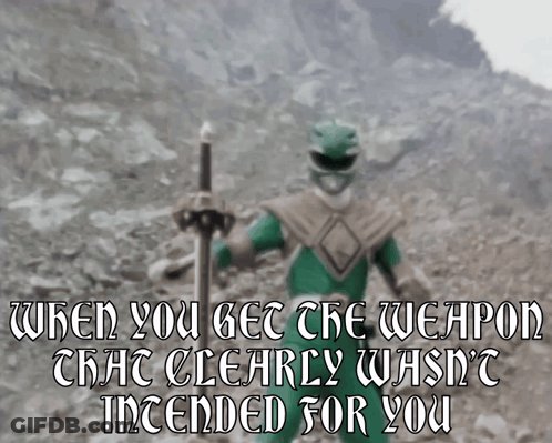 Green Power Ranger Holding Sword Saying When You Get The Weapon GIF