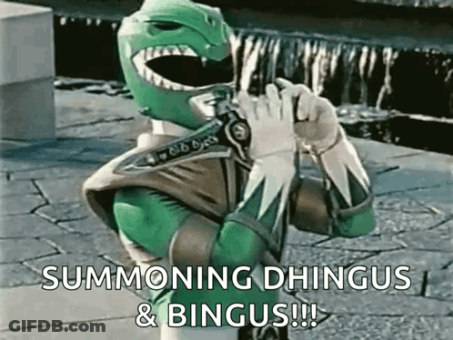 Green Power Ranger Holding Sword Summoning Dhingus And Bingus GIF