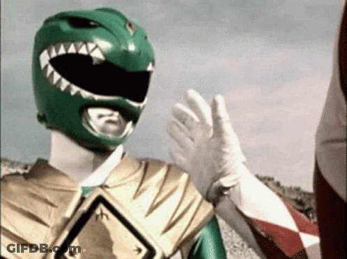 Green Power Ranger Waving At Another Power Ranger GIF