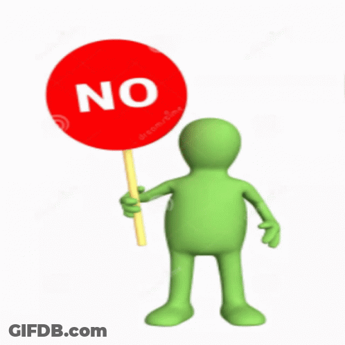 Green Puppet Holding Red No Sign GIF
