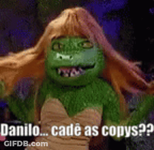 Green Puppet Long Red Hair Danilo Cadé Copys GIF