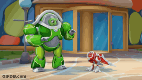 Green Robot And Red Robot GIF