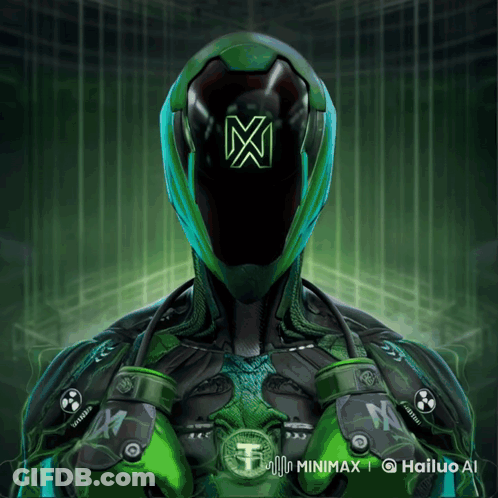 Green Robot With Letter M On Head GIF