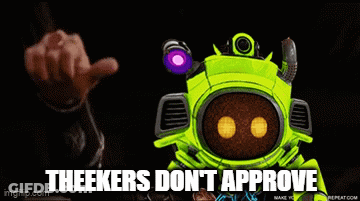 Green Robot With Purple Eyes Theekers Don T Approve GIF