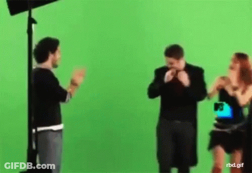 Green Screen Behind Group Of People GIF