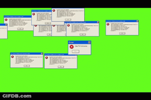 Green Screen With Error Messages GIF