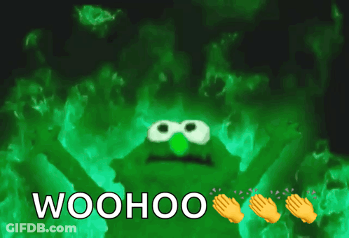 Green Sesame Street Character Saying Woohoo GIF