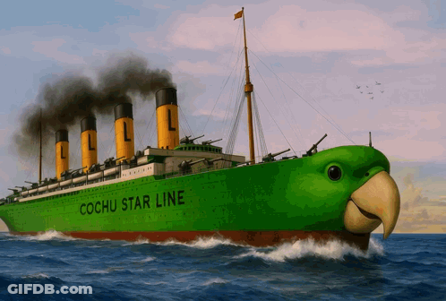 Green Ship Saying Cochu Star Line GIF