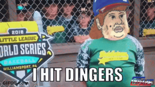 Green Shirt Man Behind Little League World Series Sign GIF