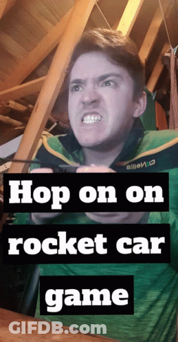 Green Shirt Man Playing Hop Rocket Car Game GIF