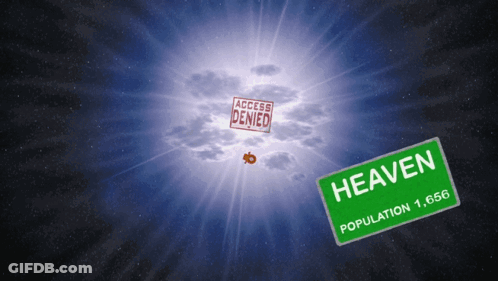 Green Sign Saying Heaven Population 1,666 GIF
